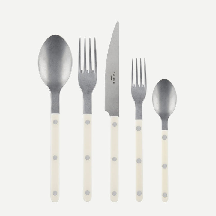 Bistrot Vintage Inspired Flatware 5pc Place Setting Ivory