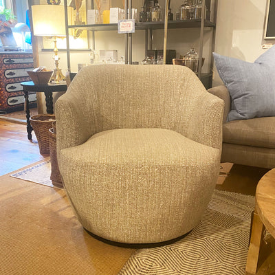 Clover Swivel Chair Upholstered in Performance Fabric Toasted Sepia
