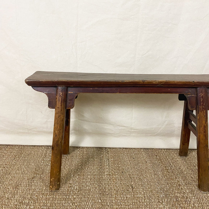 Antique 19th C. Bench Solid Walnut With Splayed Legs