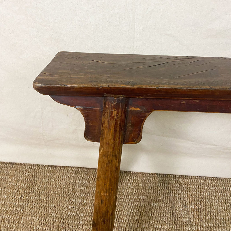 Antique 19th C. Bench Solid Walnut With Splayed Legs
