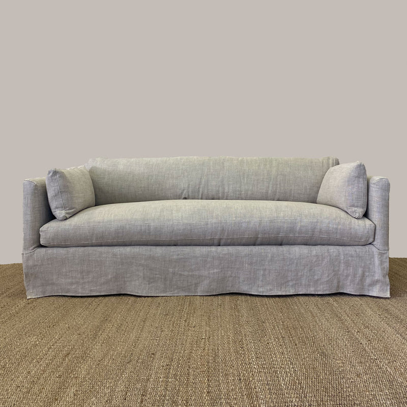 Monique 90" Sofa Slipcovered in Washable, Heavy Duty Natural Linen