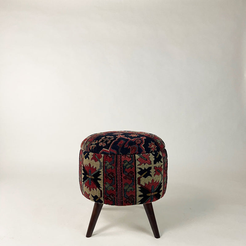 Vintage Small Rug Ottoman- 0124-O