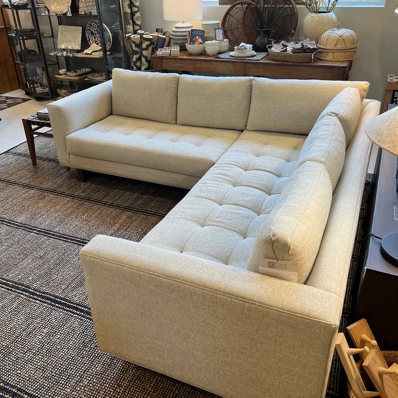 Beam Tufted Sectional Upholstered in Golden Wheat by Younger & Co