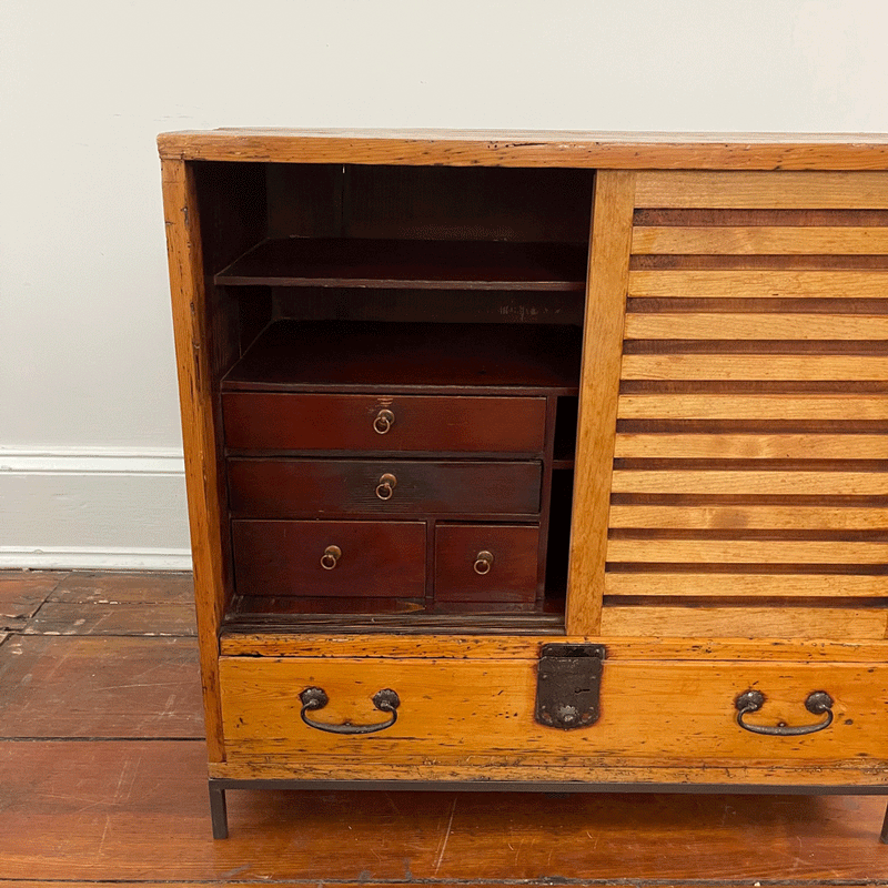 vAntique 20th Century Japanese Tansu with Sliding Doors