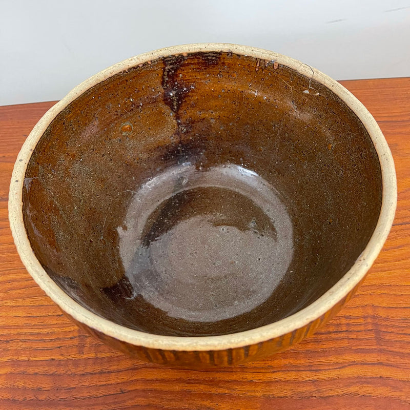 Vintage French Small Mixing Bowl—Brown