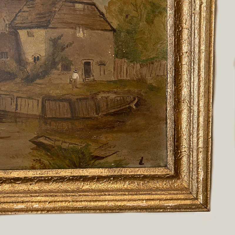 Late 19th Century Oil on Board "Gristmill", from a Vermont Estate Collection