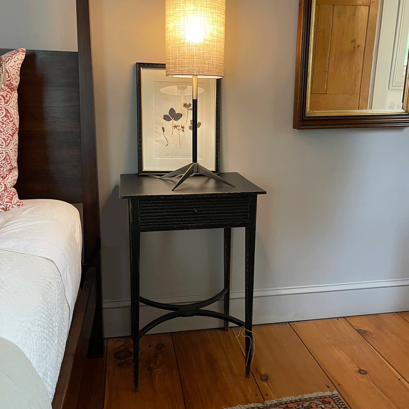 Gustavian Nightstand With Carved Drawer in Antique Black