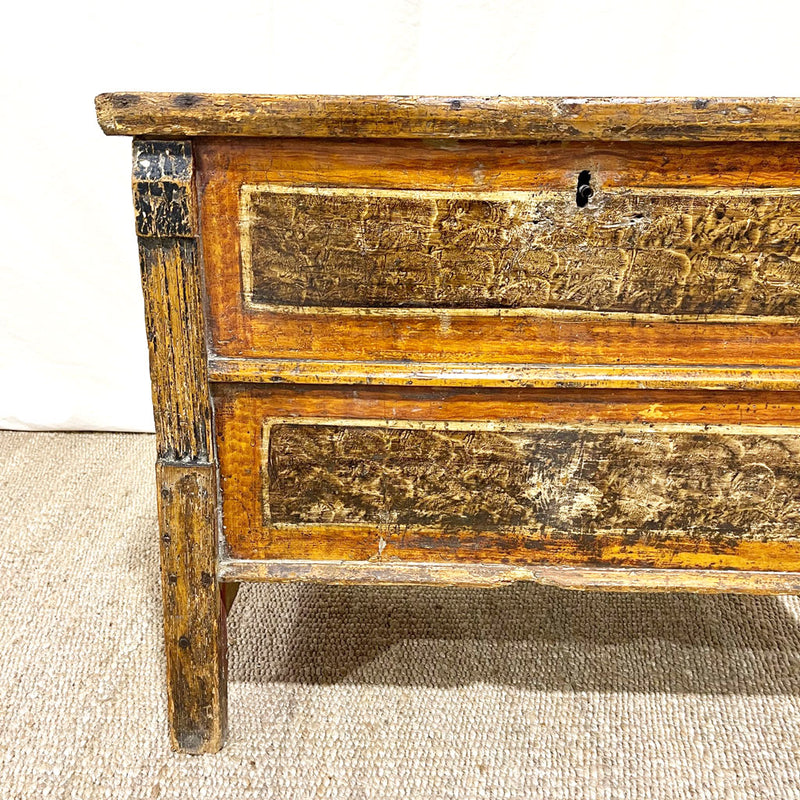 Antique Middle European Painted Trunk on Legs