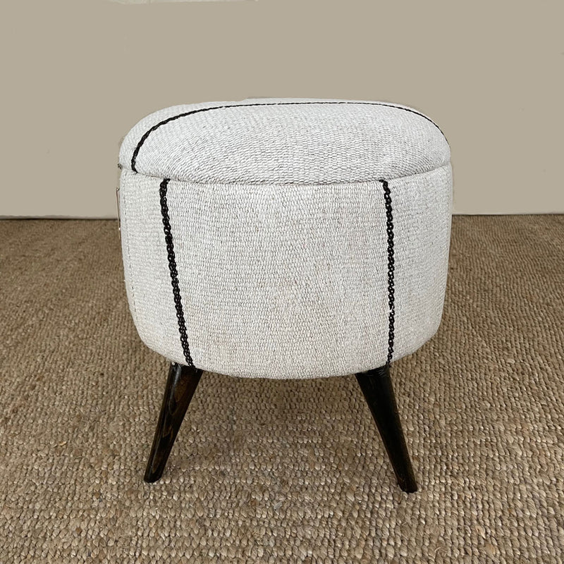 Vintage Hemp Small Ottoman - 0923-I