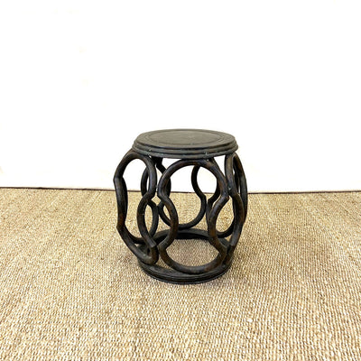 Vintage Chinese Drum Form Table Made Of Weathered Bronze