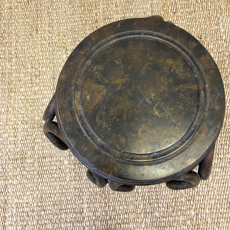 Vintage Chinese Drum Form Table Made Of Weathered Bronze