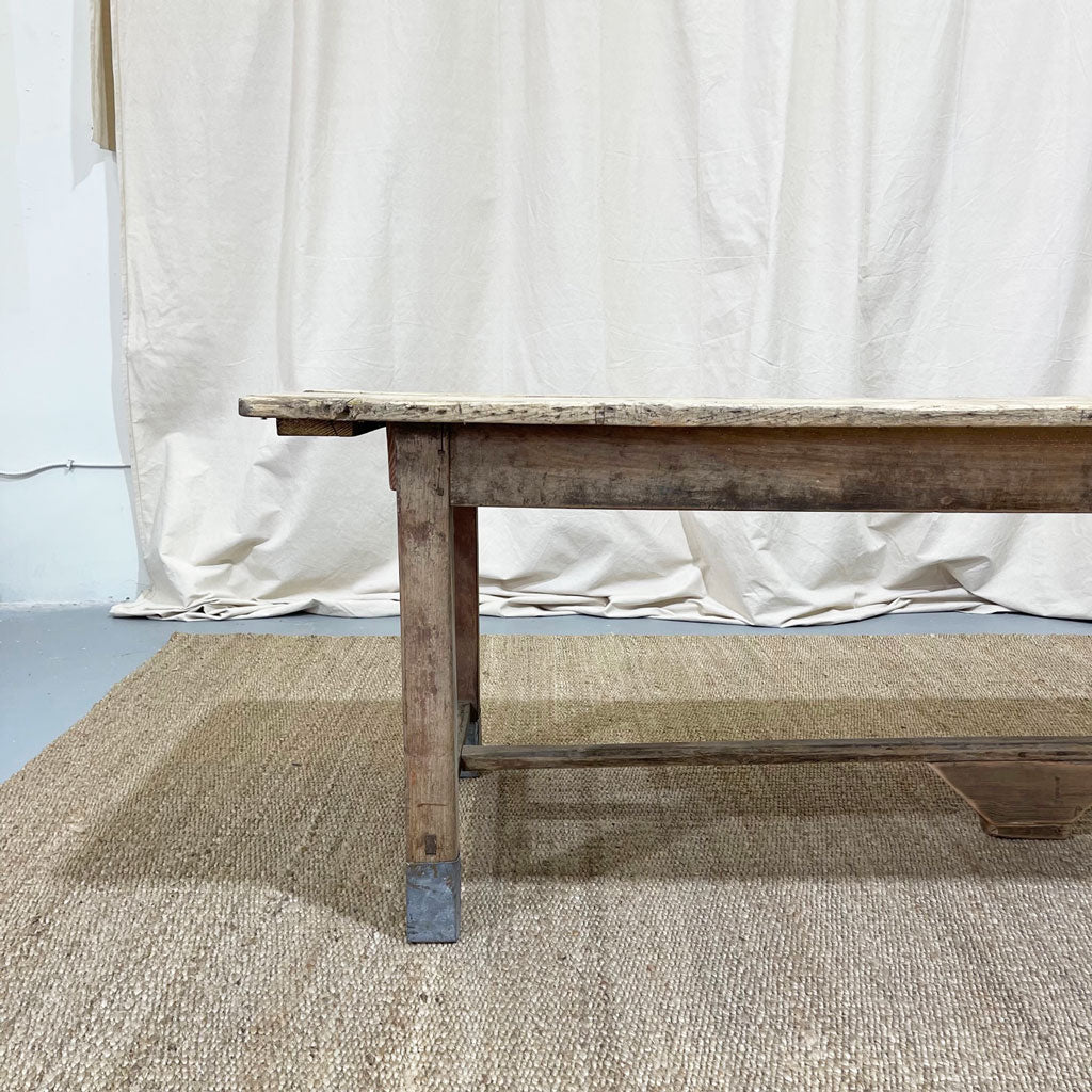 Antique Belgium Farm Table With Galvanized Tip Legs