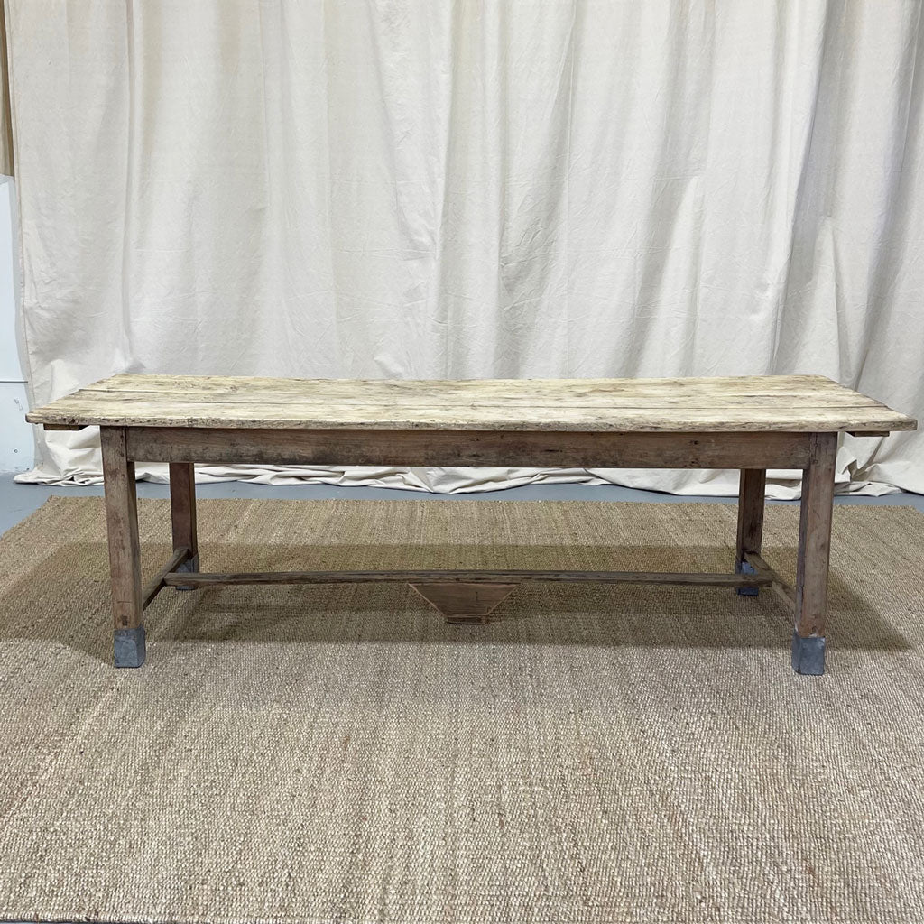 Antique Belgium Farm Table With Galvanized Tip Legs