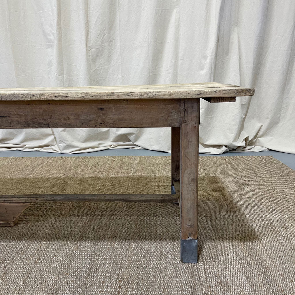 Antique Belgium Farm Table With Galvanized Tip Legs