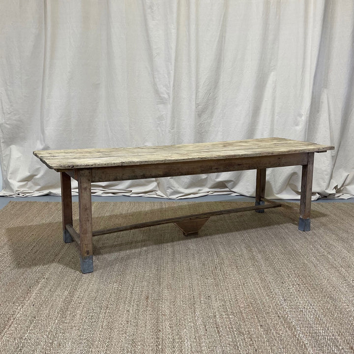 Antique Belgium Farm Table With Galvanized Tip Legs