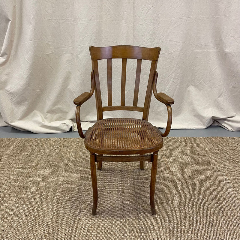 Vintage Belgium Rush Seat Arm Chair-D