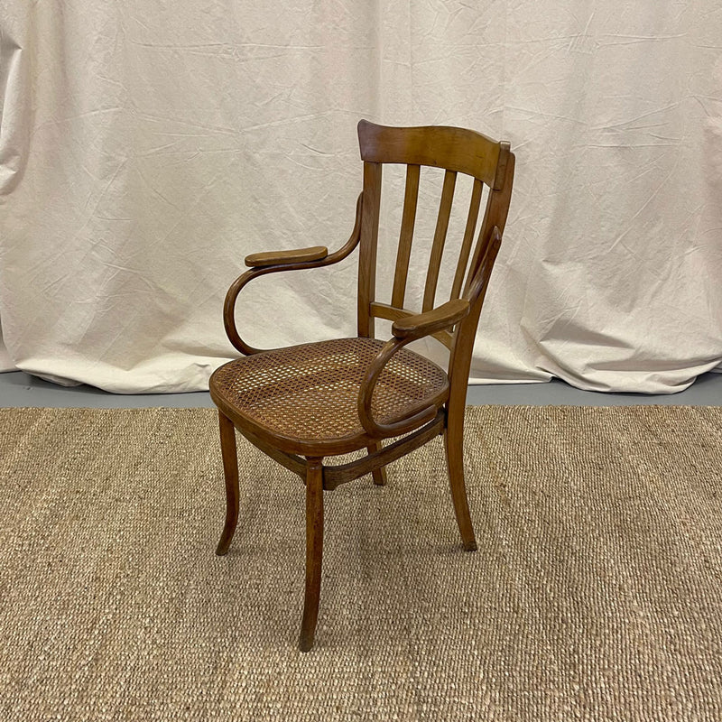 Antique Belgium Rush Seat Arm Chair