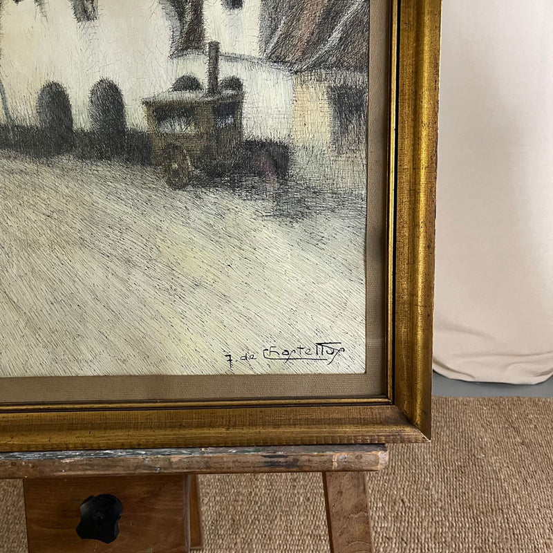 Antique Painting Of House; Signed