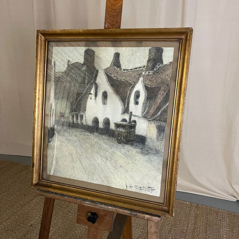 Antique Painting Of House; Signed