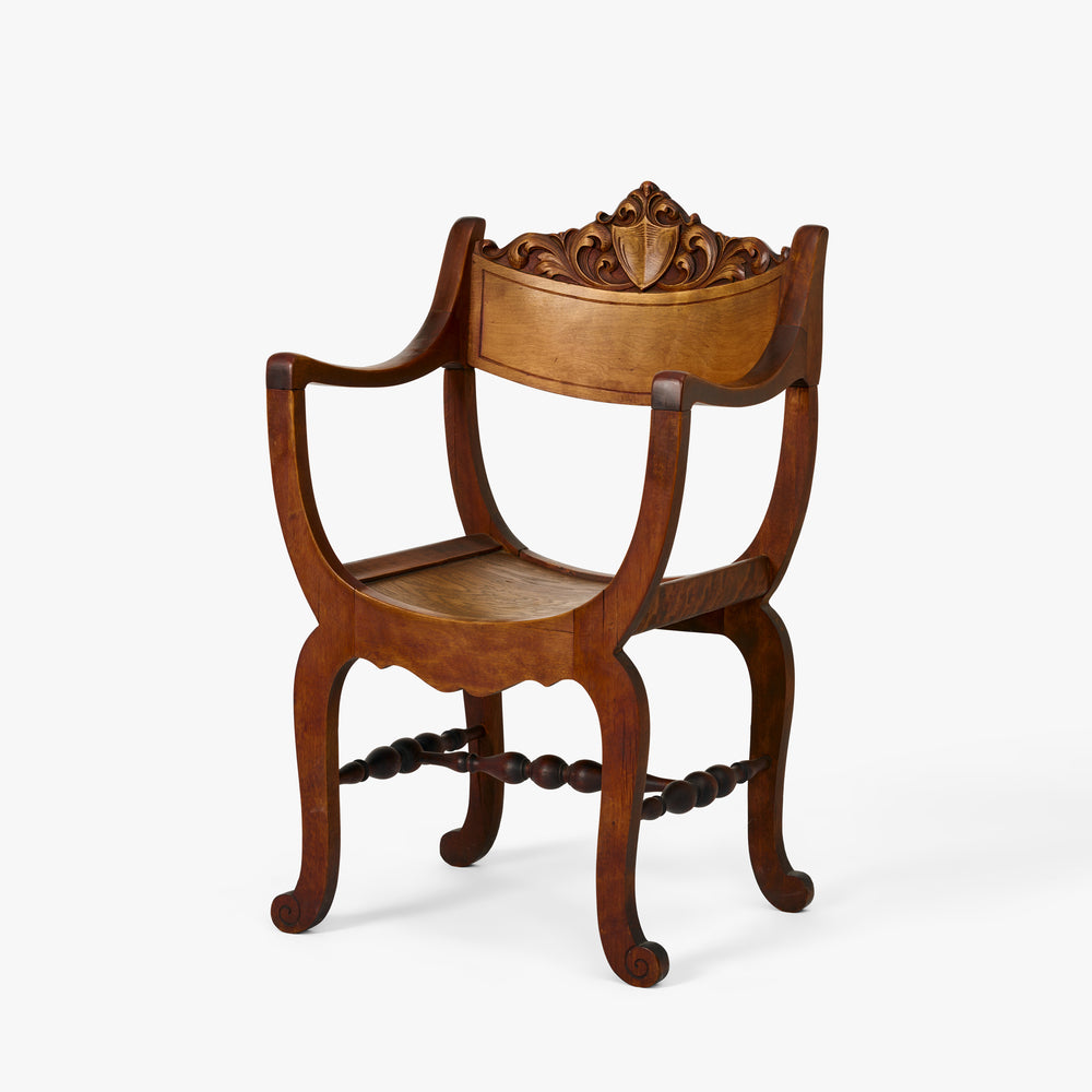 Vintage Shield Arm Chair Ca. 1900s side