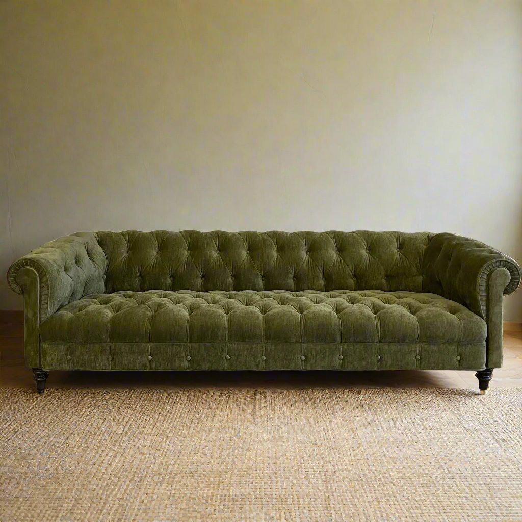 Brook Sofa in Velluto Olive By John Derian for Cisco Brothers (98")