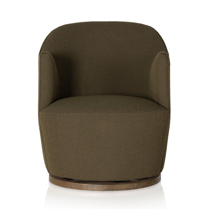 Aria Swivel Chair in Performance Olive Boucle