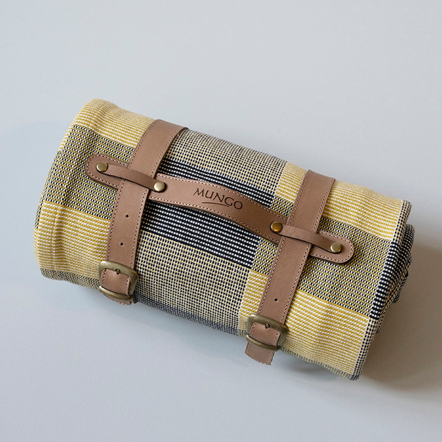 Cotton Picnic Blanket - Yellow Fig Rib Weave