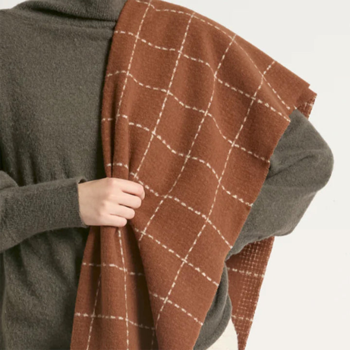 Windowpane Blanket Scarf - Brown