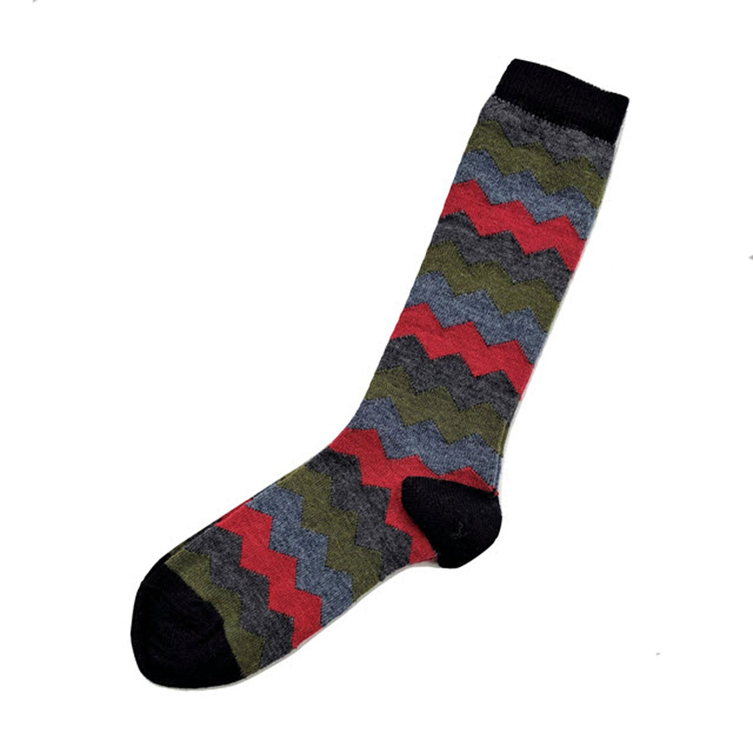 Mountain Stripe Alpaca Blend Socks in Black - L