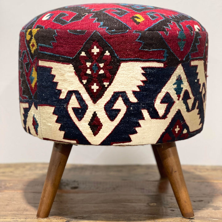 Vintage Rug Small Ottoman - 1024-X