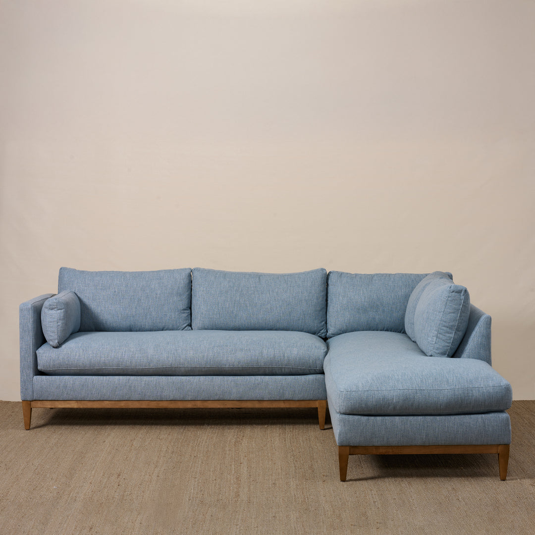 Leo Sectional in Kidproof Washable Smoky Blue