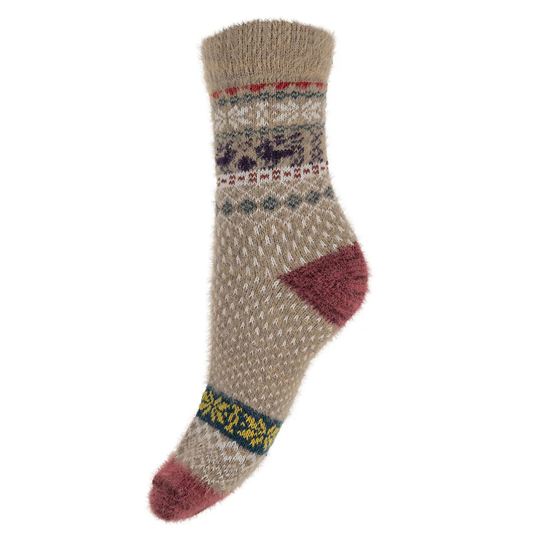 Fawn Scandi Wool Blend Ladies Socks