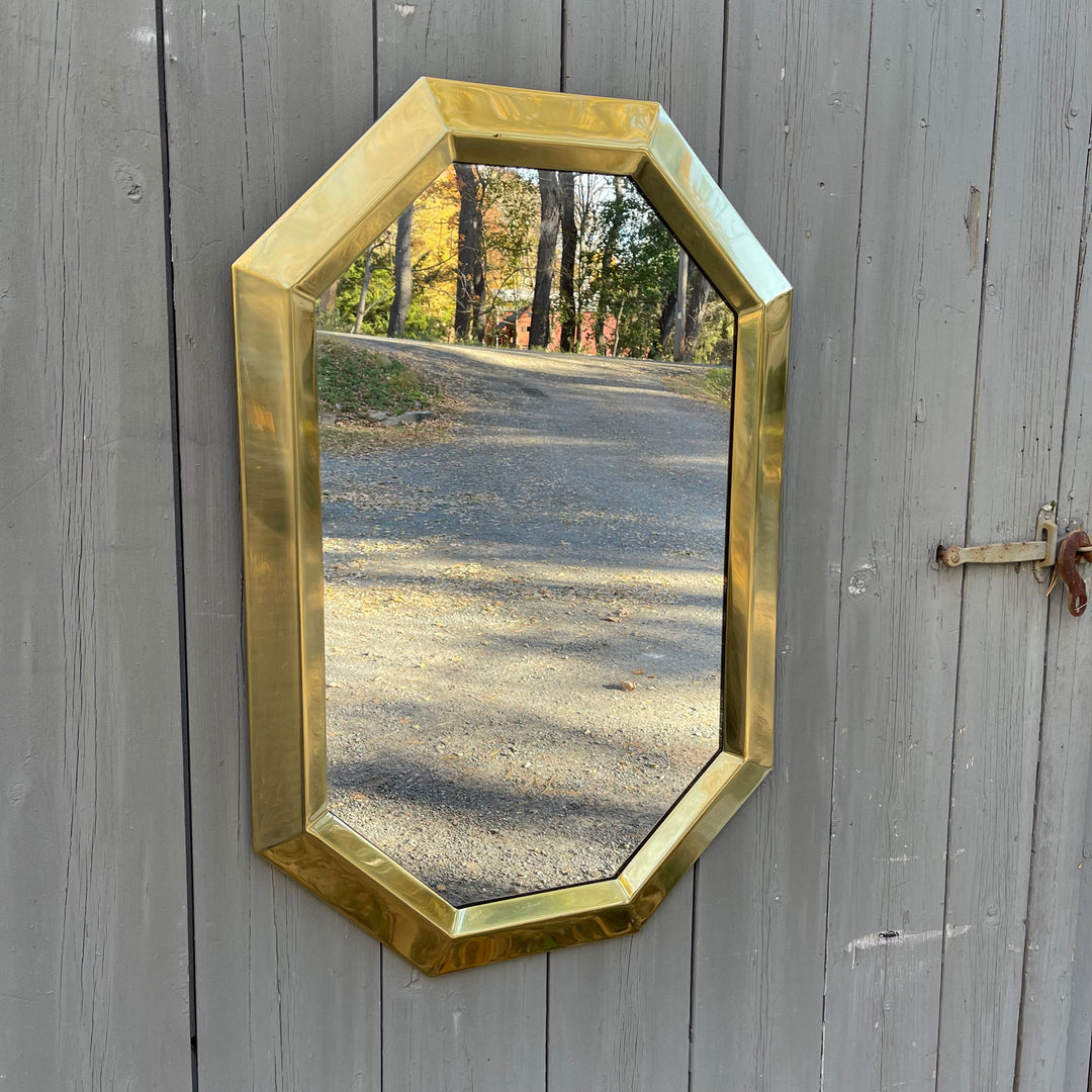 Mid Century Octagonal Brass Mirror