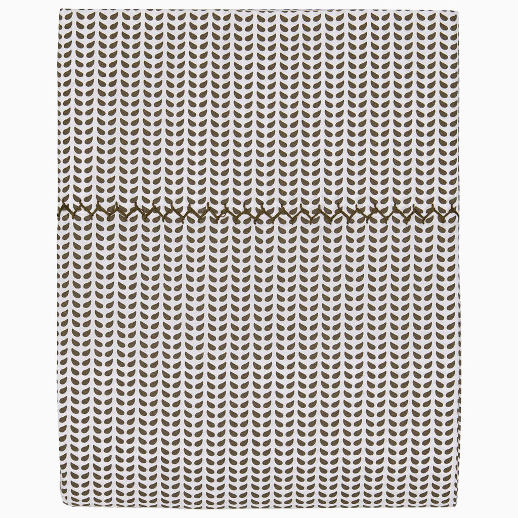 Textile with a leaf pattern sheet on a white background