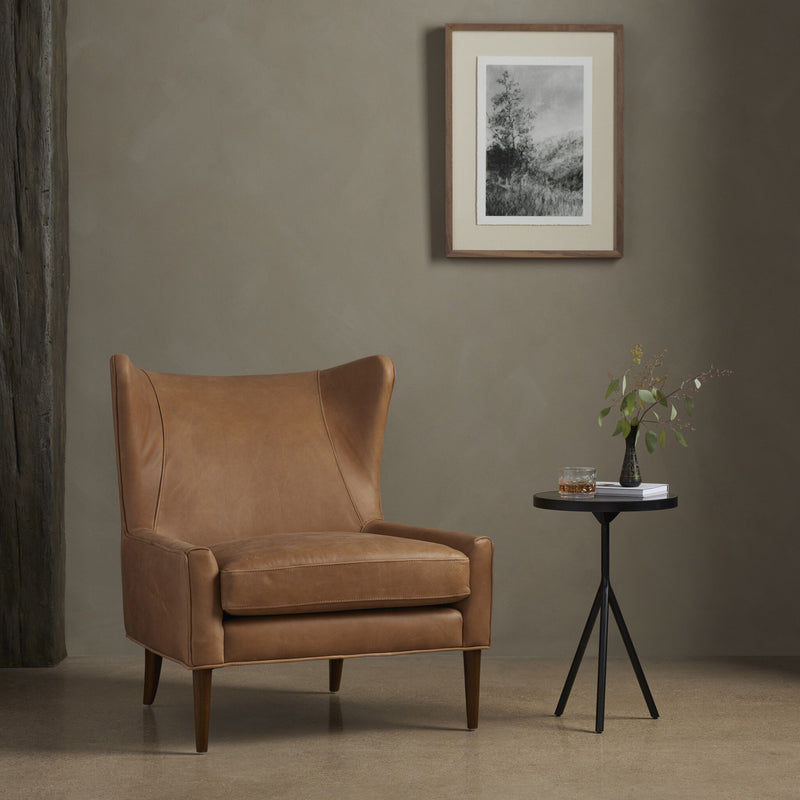 Marla Wing Chair in Palermo Cognac Leather