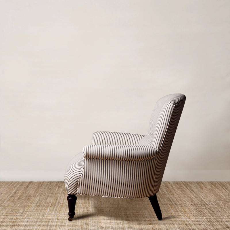 Miranda Chair in French Ticking Charcoal by Lee Industries