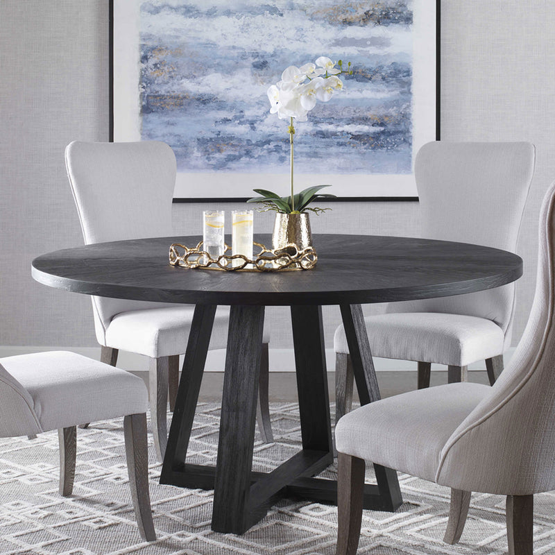 George 60" Round Dining Table in Black