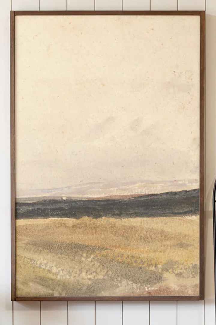 Prairie Abstract Framed Wooden Art 32x48 Dark Brown Frame