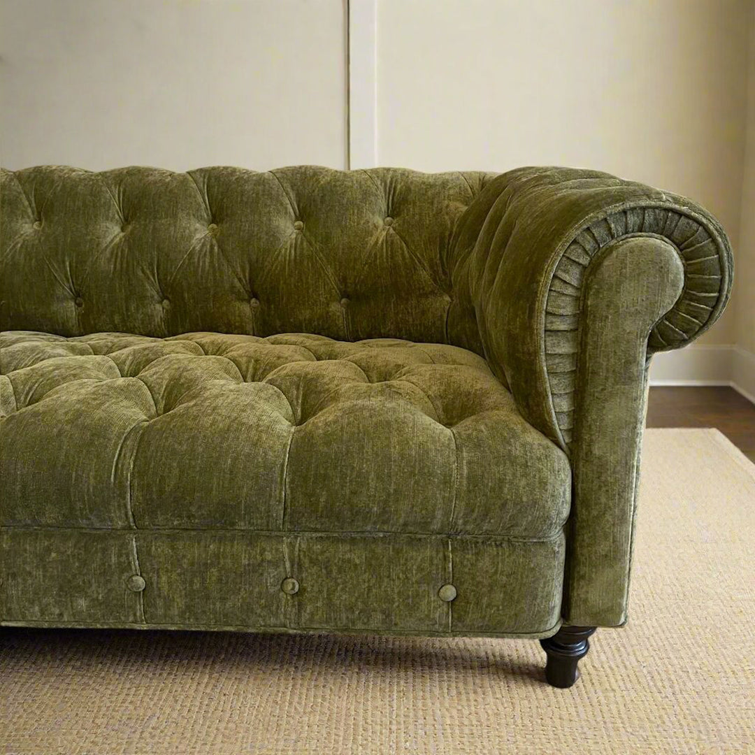 Brook Sofa in Velluto Olive By John Derian for Cisco Brothers (98")