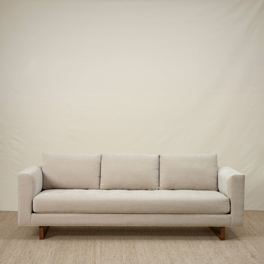 Beam Tufted Sofa in Heavy Duty White Dove by Younger & Co (90")