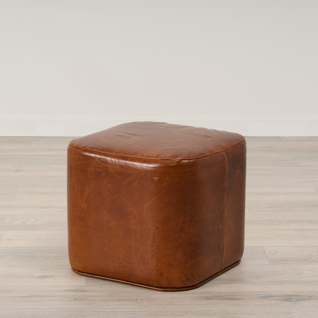 Ames Ottoman in Chestnut Brown Leather by Younger & Co