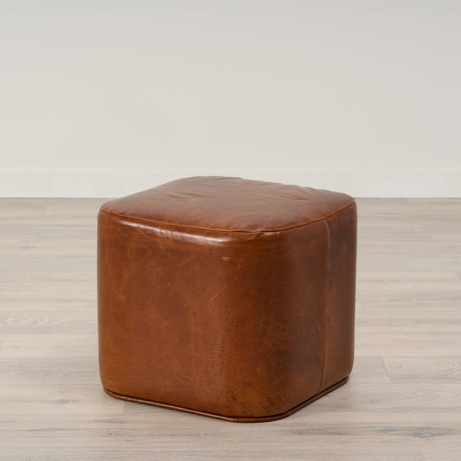 Ames Ottoman in Chestnut Brown Leather by Younger & Co