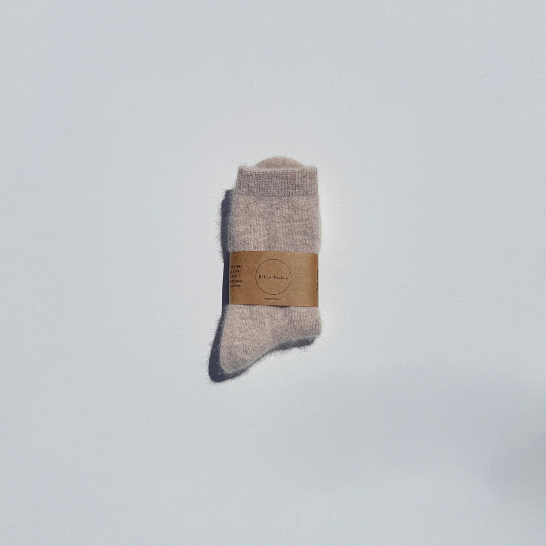 Fluffy Angora Socks - Oat