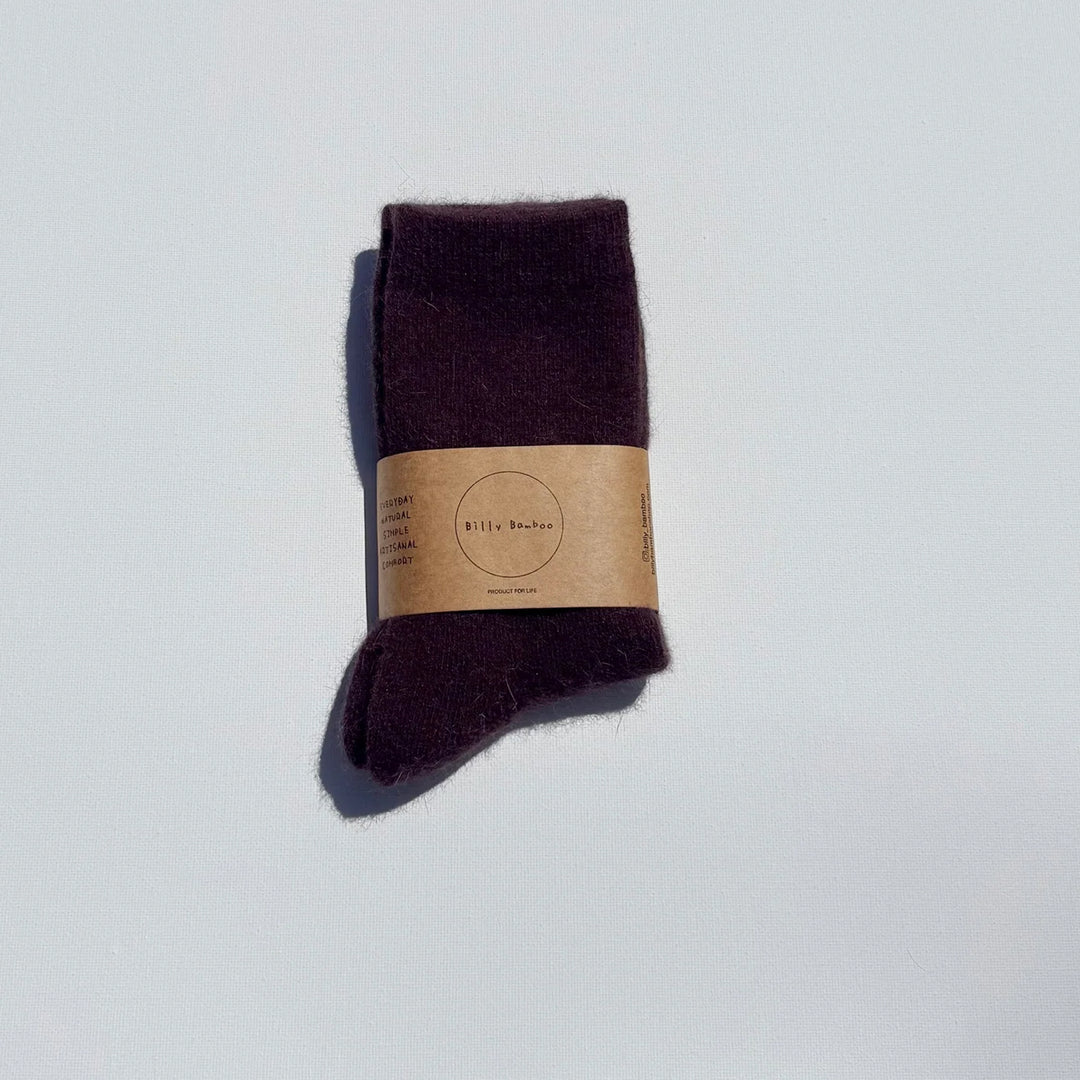 Fluffy Angora Socks - Chocolate