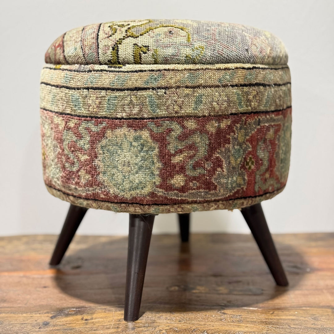 Vintage Rug Small Ottoman - 1024-K