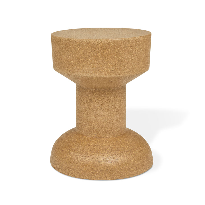 Cork side table on a white background