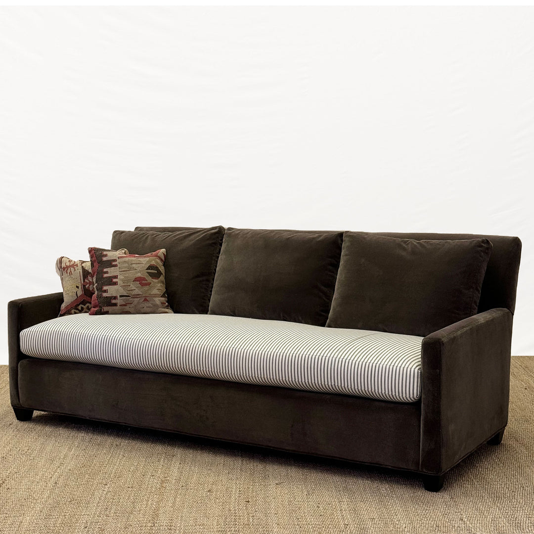 Katherine Sofa in Heavy Duty Founder Caviar with Bench Seat in French Ticking Charcoal by Lee Industires (84")