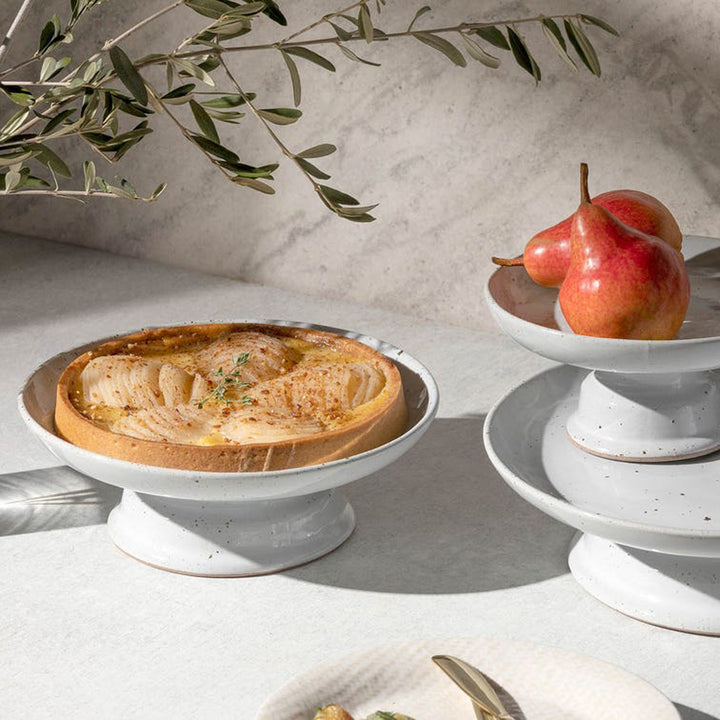 Marcus White Salt Glaze Medium Cake Stand