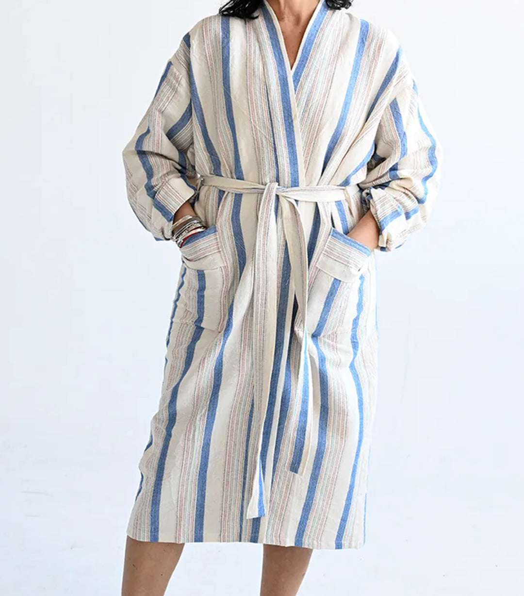 Montauk Bath Robe Long Yellow/Ivory - Medium