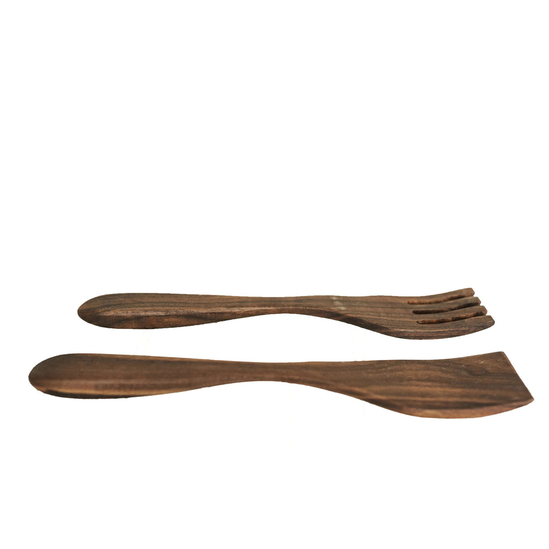 12" Walnut Ceasar Salad Servers w/ Bee's Oil Finish